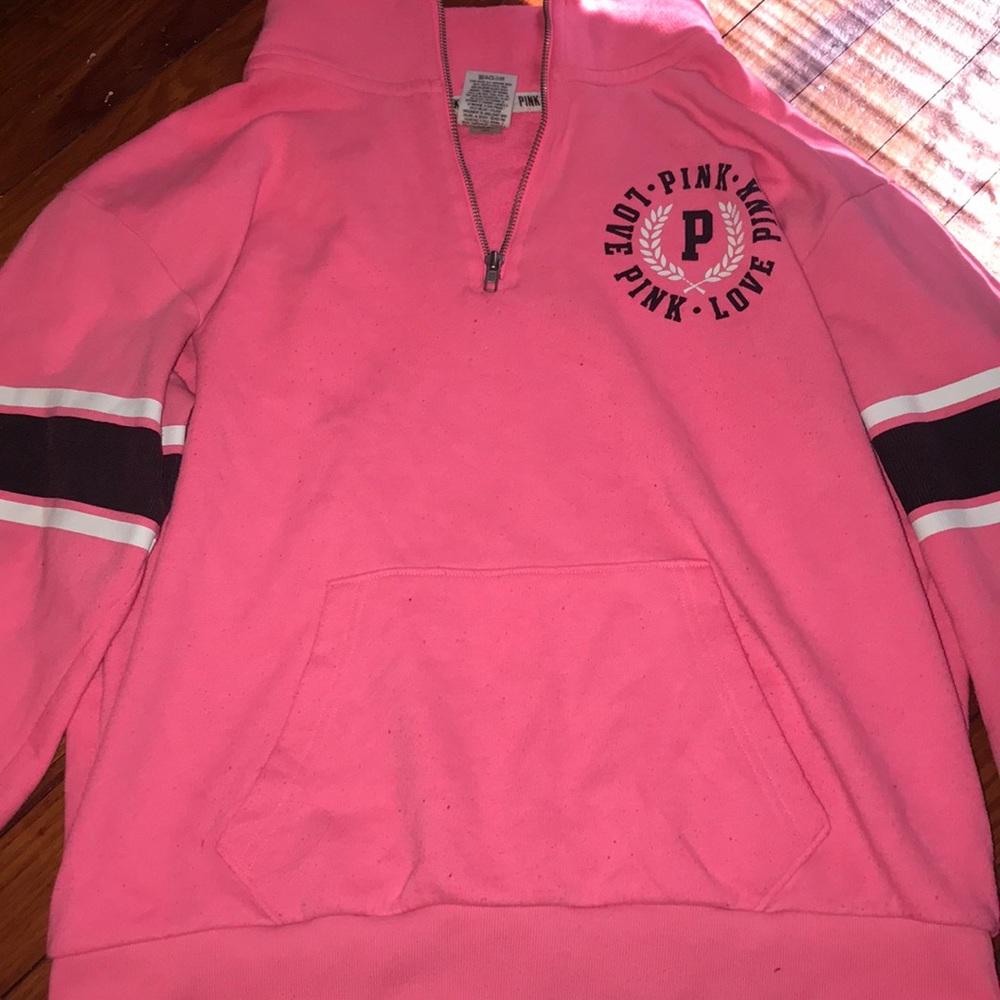pink quarter zip with logo